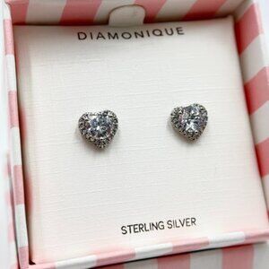 Diamonique Sterling Silver Cubic Zirconia Heart Shaped earrings
